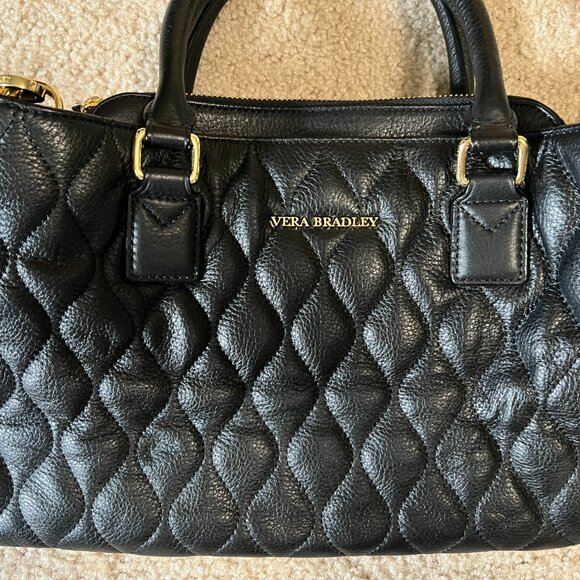 Vera Bradley Quilted Emma Satchel Bag, Black - Picture 3 of 10